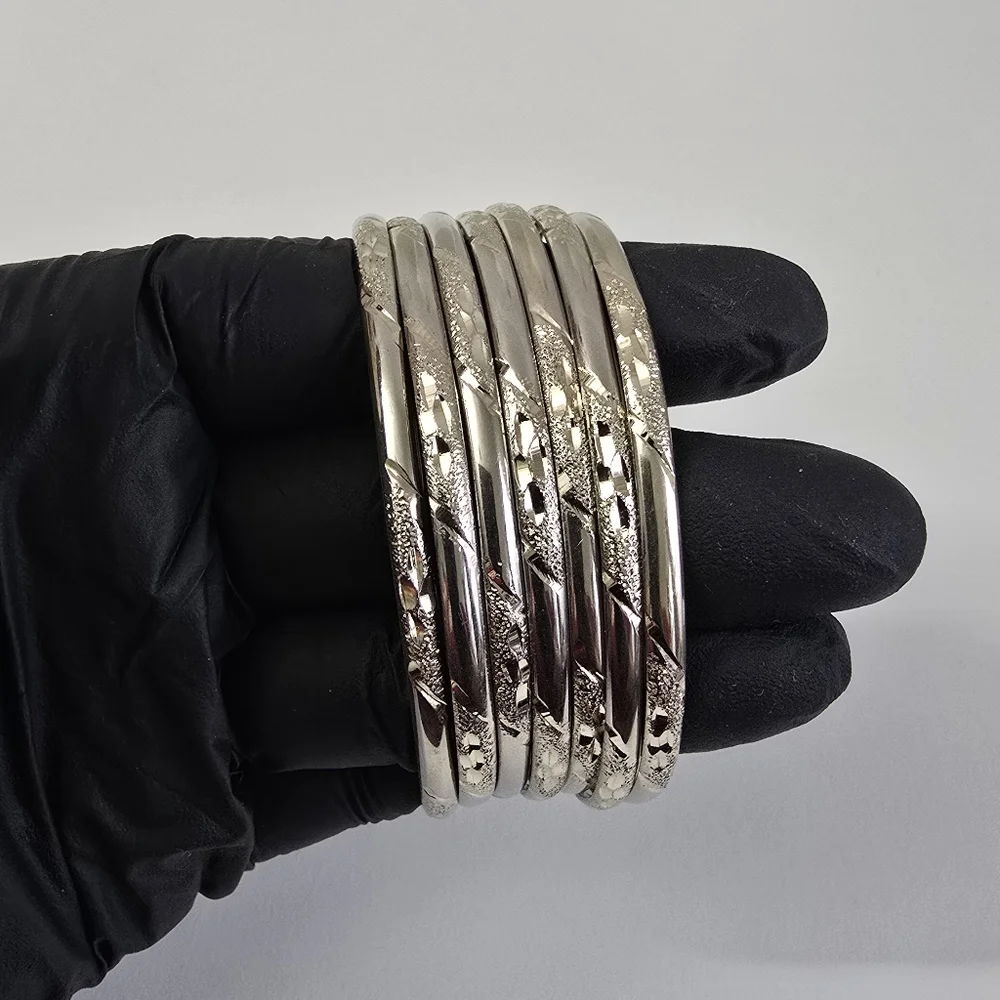 7 Day Bangle Gold/Silver Textured Bangles - Picture 6 of 6